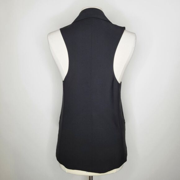 EXPRESS DESIGN STUDIO Black Tuxedo Vest Size 6 Y2K Indie Office 00s Sleeveless - Picture 2 of 11